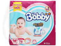 Tã dán Bobby size M 76 miếng (cho bé 6 – 10kg)