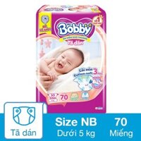 Tã dán Bobby size NB 70 miếng (Dưới 5 kg)