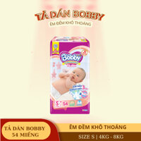 Tã dán Bobby Size S 54 Miếng / 80 Miếng - Êm Đềm SIêu Khô Thoáng - Dành cho bé từ 4 - 8kg