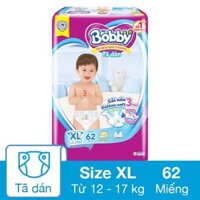 Tã dán Bobby size XL 62 miếng (12 - 17 kg)