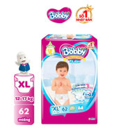 Tã dán Bobby size XL62 cho bé từ 12-17kg lõi nén cotton-soft 3mm