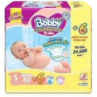 Tã dán bobby sơ sinh siêu thấm s80 tặng