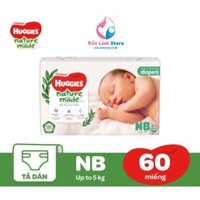 Tã dán cao cấp Huggies Platinum Nature Made size Newborn 60 miếng cho trẻ từ dưới 5kg