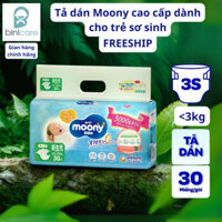 Tã dán cao cấp Moony 3S dành cho trẻ sơ sinh dưới 3 KG NB30
