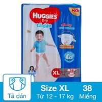 Tã dán Huggies Dry size XL 38 miếng (12 - 17 kg)