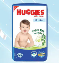 Tã dán Huggies L68 Skin Care Tràm Trà Tự Nhiên Ngừa Hăm Cho Bé Từ 9-14kg - Date luôn mới