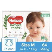 Tã dán Huggies Platinum nature made siêu cao cấp size M 64 miếng (6 - 11 kg)