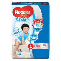 Tã dán Huggies size L 68 miếng cho bé từ 8-13kg