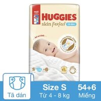 Tã dán Huggies Skin Perfect size S 54 + 6 miếng (4 - 8 kg) - Giao bao bì +4/+6 ngẫu nhiên