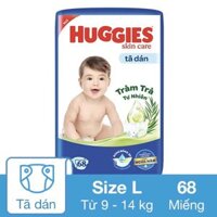 Tã dán Huggies Skincare size L 68 miếng (9 - 14 kg)