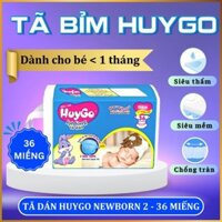 Tã Dán HuyGo Newborn 2 - 36 Miếng/ Gói (Dành Cho Bé < 1 Tháng) - Tã Bỉm HuyGo