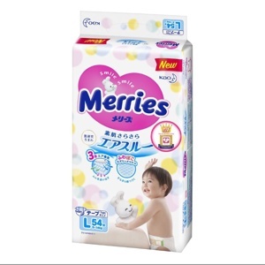 Tã dán Merries size L54 miếng (trẻ từ 9 - 14kg)