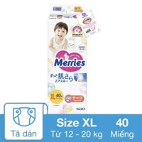 Tã dán Merries size XL 40 miếng (12 - 20 kg) - Mẫu mới