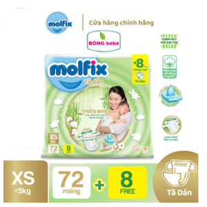 Tã dán Molfix thiên nhiên size NB 72 miếng (cho bé dưới 5kg)