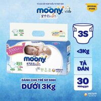 Tã dán Moony của Nhật cho trẻ sinh non và nhẹ cân dưới 3kg size S bịch 30 miếng