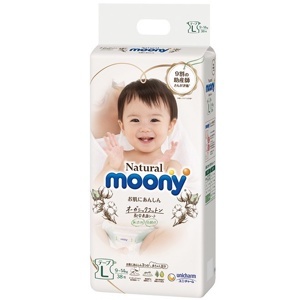 Tã dán Moony Natural L38 - 38 miếng (cho bé từ 9-14kg)