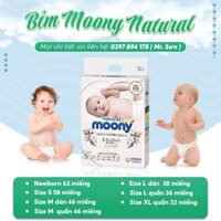 Tã dán Moony Natural Size NB 63 miếng
