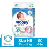 Tã dán Moony size NB 90 miếng (Dưới 5 kg)