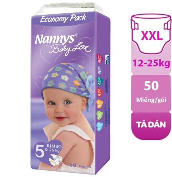 Tã dán Nannys Jumbo Plus size XXL 50 miếng (trẻ từ 15 - 30kg)
