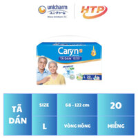Tã dán người lớn Caryn Size L (20 Miếng) - Đệm thấm xanh và bảo vệ xương cụt - NPP HTP