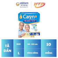 Tã dán người lớn Caryn Size L (10 Miếng) - Đệm thấm xanh và bảo vệ xương cụt - NPP HTP