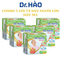 Tã Dán Người Lớn DR. HÀO Size M/L 10 gói Miếng (Combo 5 gói) bỉm dán cho người già