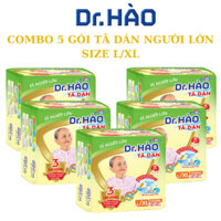 Tã Dán Người Lớn Dr.Hào Size L/XL 10 Miếng (Combo 5 gói), tã người già Siêu Thấm, Chống Hăm, Khử mùi