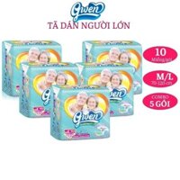 Tã dán người lớn GWEN size M/L 10 miếng (combo 5 goi) bỉm dành cho người già người bệnh siêu thấm khô thoáng chống hăm