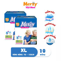 Tã Dán Người Lớn Merzy Siêu Thấm Size ML, XL 10 Miếng Bỉm Người Già Siêu Mỏng Khô Thoáng Chống Rò Rỉ