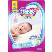 Tả dán sơ sinh Bobby NB 38, với lõi nén cotton - soft dành cho bé sơ sinh dưới 1 tháng tuổi