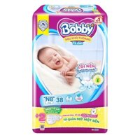Tả dán sơ sinh Bobby NB 38, với lõi nén cotton - soft dành cho bé sơ sinh dưới 1 tháng tuổi