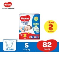 Tã dán sơ sinh Huggies Dry S 80 miếng + tặng 2 miếng