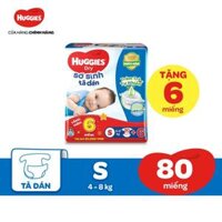 Tã dán sơ sinh Huggies Dry S 80 miếng + tặng 6 miếng:Chính Hãng