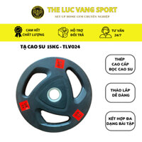 Tạ Đĩa Bọc Cao Su Phi 50mm, Bánh Tạ Bọc Cao Su, Bánh Tạ Dùng Cho Tạ Đòn loại 15kg (1 cặp) TLV024