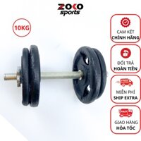 Tạ đơn tháo lắp đa năng tại nhà 10kg kết hợp đòn tạ mạ kẽm bánh tạ gang loại 1 - KIMTHANH SPORT