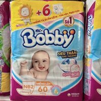 Tã lót Bobby Nb2 60miếng 4-7kg Tặng kèm 6 tả quần