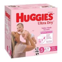 Tã Lót Huggies Ultra Dry Cho Bé Gái Size 3 Jumbo 90 Gói