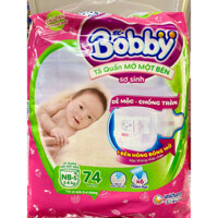 Tã Quần Bobby mở một bên NB-S74 Miếng (Mẫu mới)