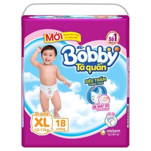 Tã quần Bobby size XL 18 - 18 miếng , trẻ từ 12 - 17 kg