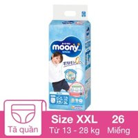 Tã quần cho bé trai Moony size XXL 26 miếng (13 - 28 kg) - Giao bao bì ngẫu nhiên