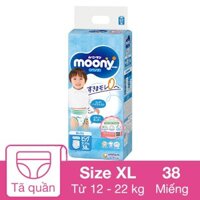 Tã quần cho bé trai Moony size XL 38 miếng (12 - 22 kg) - Giao bao bì ngẫu nhiên