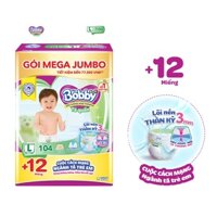 Tã quần dán Bobby mới Mega Jumbo M120/L104/L96 XL36 miếng