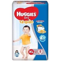Tã quần Huggies Dry gói nhỏ size XL 8 miếng (12 -17kg)