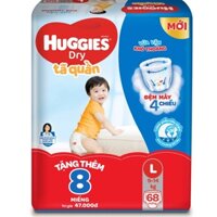 Tã quần HUGGIES DRY PANTS SUPER JUMBO L68 + Tặng 8 miếng