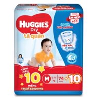 ☇✚TÃ QUẦN HUGGIES DRY PANTS SUPER JUMBO M74 + Tặng 10 miếng/L68/XL62/XXL56 8 miếng