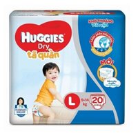 Tã Quần Huggies Dry Size L 20 Miếng Trẻ 9-14kg.