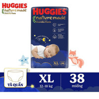 Tã quần Huggies Naturemade ban đêm XL 38 miếng