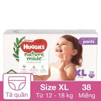 Tã quần Huggies Platinum nature made siêu cao cấp size XL 38 miếng (12 - 18 kg)