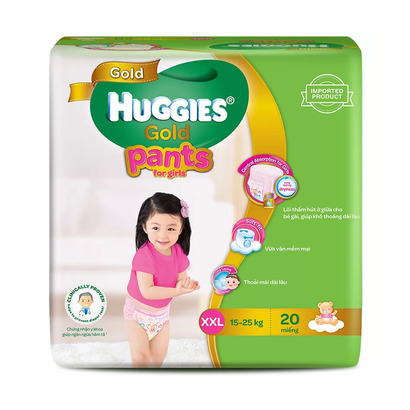 Tã quần Huggies Ultra Pants bé gái size XXL 20 miếng (trẻ trên 17kg)