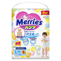 Tã quần Merries size L (44 + 6 miếng) (dành cho bé 9 - 14 kg) - Tặng 01 ống bón 3ml